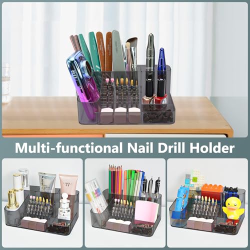 CGBE Nail Drill Holder, 28 Holes Nail Drill Bit Holder- Gray - color: Gray