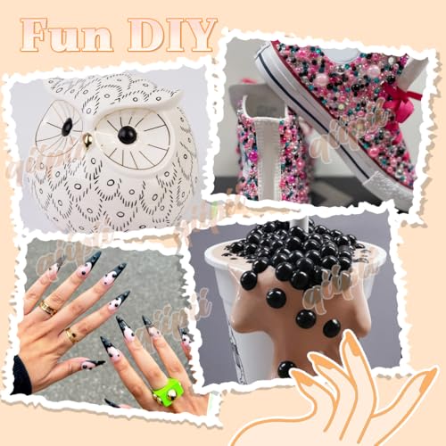 qiipii 2mm-10mm Ivory AB Flatback Half Pearls Nail Charms Half Round Gems - color: Beige, size: AB Coating Half Pearls