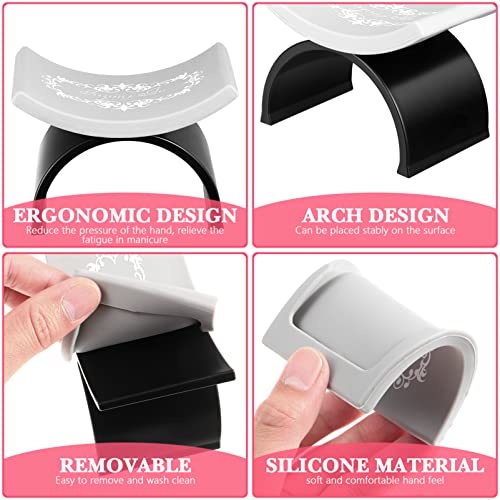 2 Pieces Nail Arm Rest,Manicure Hand Pillow U Shape Cushion Pillow Professional Nail Rest Cushion Table Desk Station Manicure Tool,Black