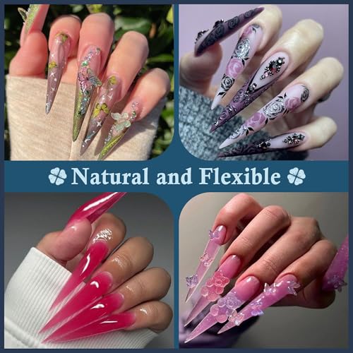 Luckyfairy XXL Stiletto Nail Tips 120 Pcs Full Cover Pre-Etched