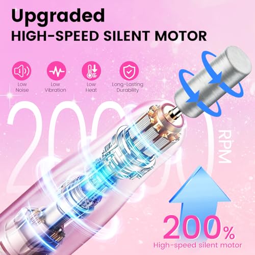 Nail Drill Kit with Mini Dust Collector and Pink Storage Bag for Beginners - color: Pink