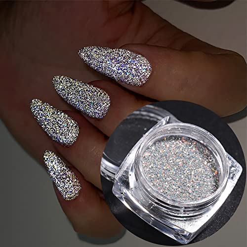 Fcozpjk Reflective Nail Powder 6 Boxes Sparkling Diamond Glitter Set - color: Holographic