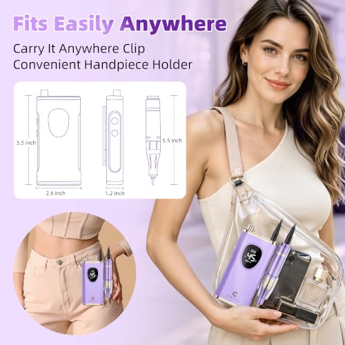 Professional Electric Nail Drill Rechargeable Nail File for Beginners - color: Lilac Purple