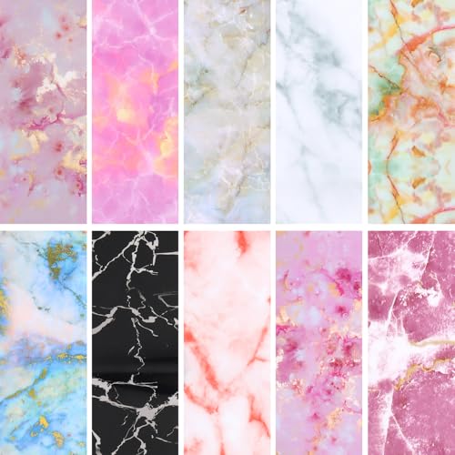 10 Rolls Marble Print Nail Art Foil Gradient Marbled Pattern - color: Pink Marble