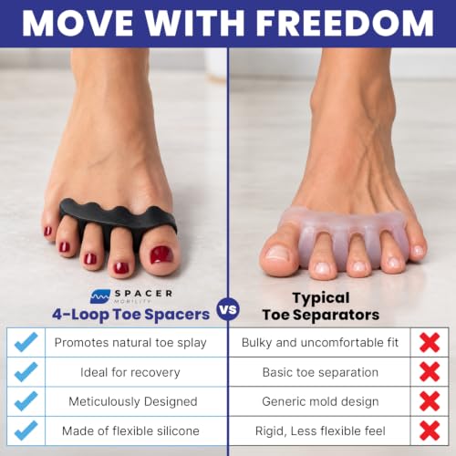 Spacer Mobility Toe Spacer, 4-Loop Silicone Toe Separators for Men & Women - size: 4-Loop