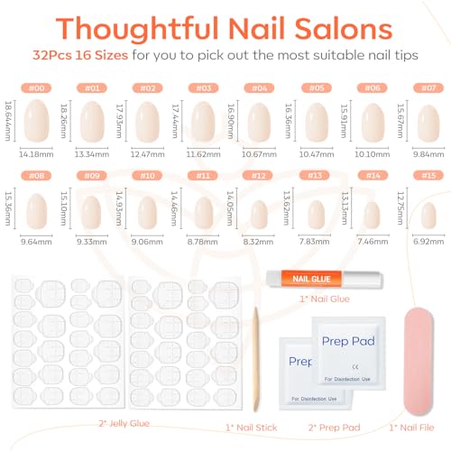 modelones Short Press on Nails, Oval Fake Nails Kit Nails Press Ons - color: A1-Pink White