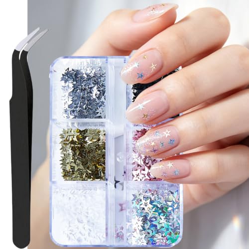 Hollow Star Nail Sequins Holographic Star‑Shaped Glitter Flakes - color: Style08