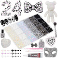 24Grid Black White Rhinestones Kit 3-6mm, Flatback Gems for Bedazzling - color: S3