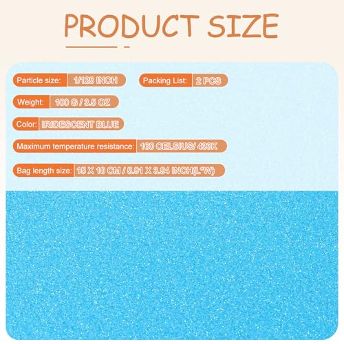 HARFINGTON 2Pcs Ultra Fine Glitter 1/128" Powder Resin Nail Iridescent Blue - color: Iridescent Blue