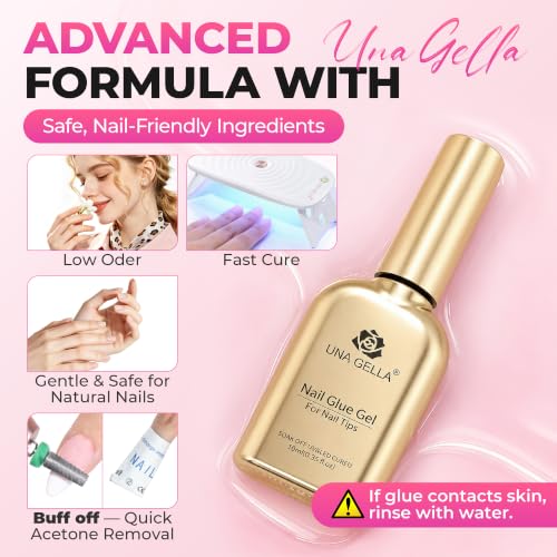 UNA GELLA Medium Almond Gel Tips Nail Kit, Pre-Etched Nail Tips 120PCS