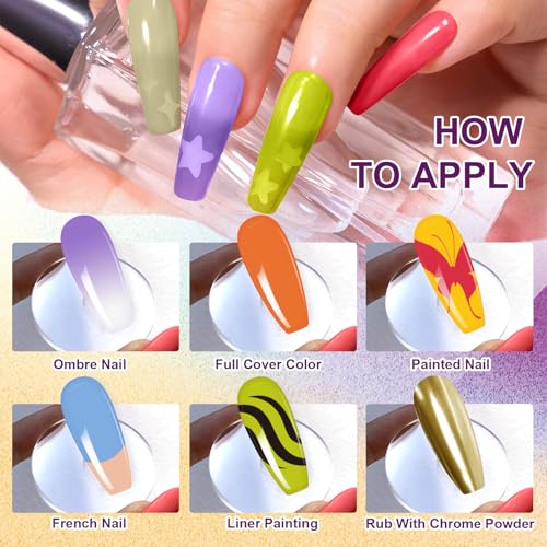 Gradient Painting Gel, 9 Bright Colors Ombre Gel Nail Polish - color: Joy Tints