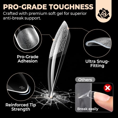 UNA GELLA Medium Stiletto Nail Tips 450PCS Fake Acrylic Gel Nail Tips