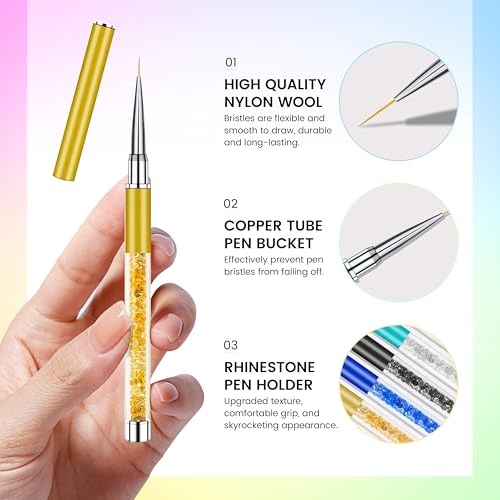 Gel Polishing Nail Liner Brush 5pcs Of Painting Art Nail Liner Brush Outline Beautiful Patterns. - color: 5pcs