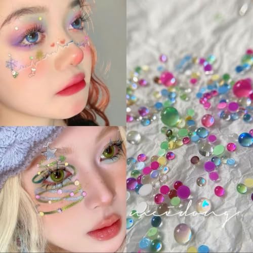 3D Aurora Bubble Beads Mixed Size Crystal Mermaid Beads Colorful Iridescent Mermaid Nail Charms Flatback Crystal Beads Iridescent Nails Jewelry for Nail Art Supplies (Aurora Bubble) - color: Aurora Bubble