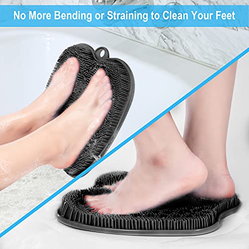 BESKAR XL Larger Shower Foot Scrubber Mat with Non-Slip Suction Cups - color: Black