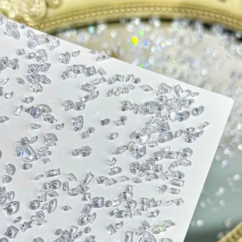 150pcs Shiny Zircon Nail Rhinestones Silver Zircon Mini Nail Clear Rhinestones Multi Shapes Crystal Nail Gems Silver Flatback Gemstones Nail Accessories Nail Supplies (Silver Gem) - color: Silver Gem