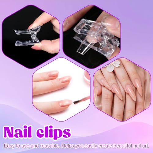 25 Pcs Nails Tip Clips, Nail Clamps for Gelnails Nail Clips To Hold Nails Down Clear For Quick Building Gelnails Clear Plastic Finger Extension DIY Manicure Nail-Art Tool