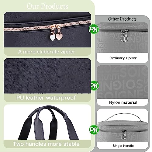 FCQQYWZ Nail Polish Organizer Case Hold 30+ Bottles (15ml/0.5 fl.oz) and a Nail Lamp, Double-Layer Nail Case Bag Nail Polish Organizer Bag, Nail Supply Organizers and Storage for Nail Tech (BLACK) - color: Black-30Bottles