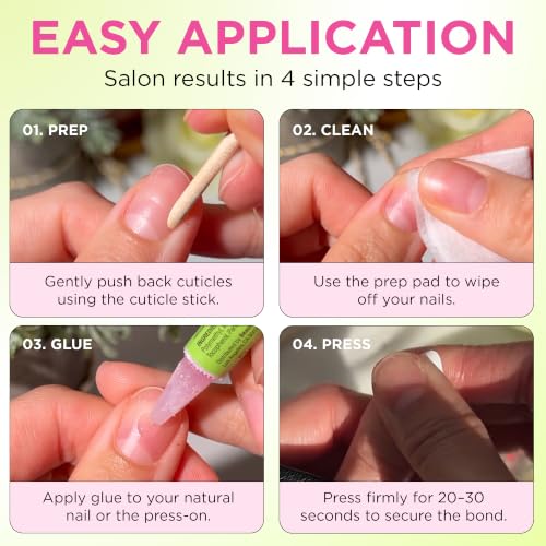 PaintLab Gold Chrome French Tip Press On Nails, Long Square, 30pcs Nail Kit - color: 24K Tips