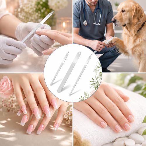 3pcs Metal Nail Files Stainless Steel Emery Board Diamond Nail File Set