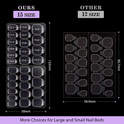BTArtbox Adhesive Nail Tabs, 20 Sheets, 15 Sizes for Press On Nails