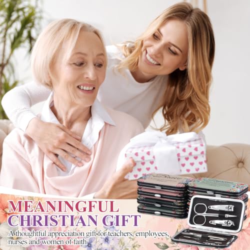 24 Set Christian Manicure Set, Bible Verse Gift Bulk for Women, Floral - color: Muted Floral