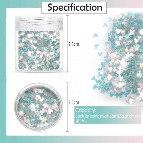 Laza 2.5g Chunky Glitter Mickey Mouse Shaped Confetti Nail Sequins - color: Mint Peach Pink