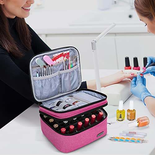 LUXJA Nail Polish Storage Case Holds 20 Bottles, Pink - color: Pink