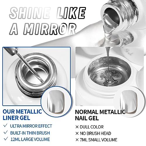 Metallic Mirror Painted Drawing Gel,Silver&Bronze Gold Metal - color: Mirror Silver+Bronze Glod