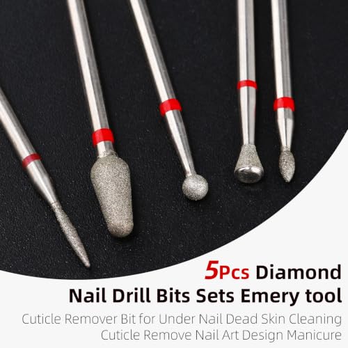 QUNZHAO 5Pcs Diamond Nail Drill Bits sets (RED (Fine) B03 set) - color: RED (Fine) B03 set