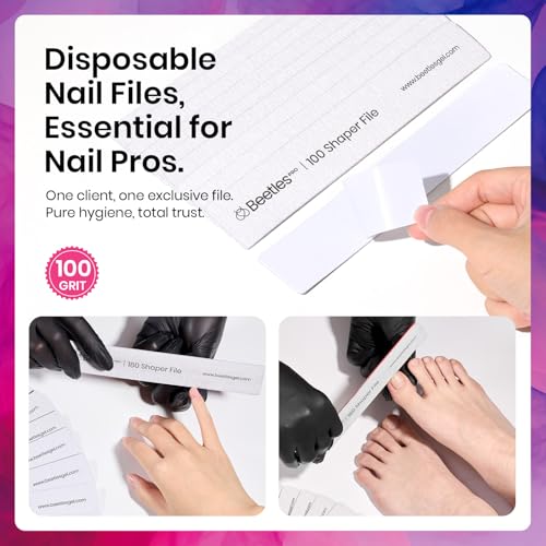 Beetles Pro 100 Grit Nail Files for Acrylic Nails - color: A-white-100