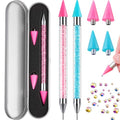 Tatuo 2 Pcs Rhinestone Picker Tool Kit with 2 Wax Head, Pink, Aqua - color: Pink, Aqua