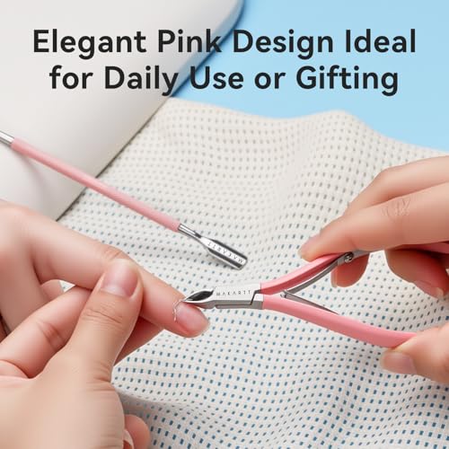 Makartt Pink Cuticle Trimmer Set with 2 Pushers, Nail Clipper & Nipper - size: Cuticle Tools-4pcs