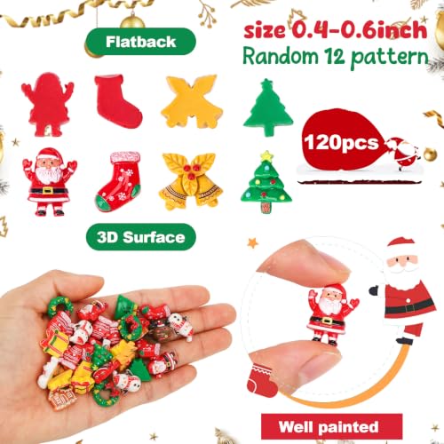 120pcs Christmas Resin Charms for Crafts Mini Slime Resin Charms Beads