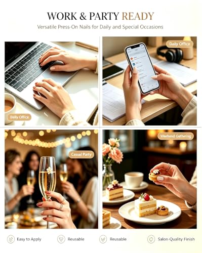 French Press On Nails Handmade Almond Long With Flower 10pcs - color: color08