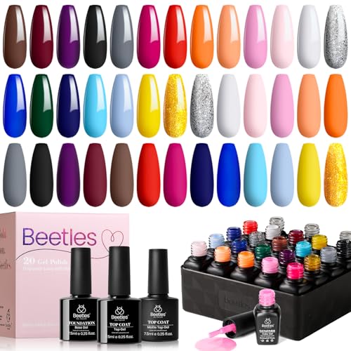 Beetles Gel Nail Polish Set, 20 Pcs Neon Nail Gel Polish Set - color: 20Pcs Neon Nude Orange
