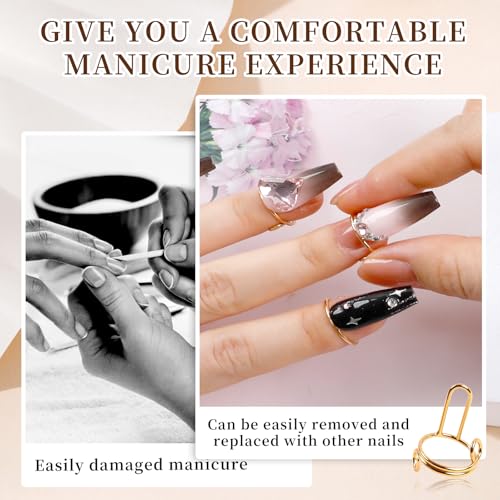20Pcs Wudu Nail Rings with 120PCS Adhesive Nail Tabs-Gold & Silver - color: Gold & Silver