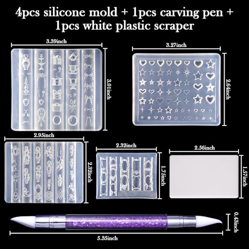 Laza 4pcs Rococo Silicone Nail Art Molds, Multiple Virgin Mary Nail Molds - color: Angel