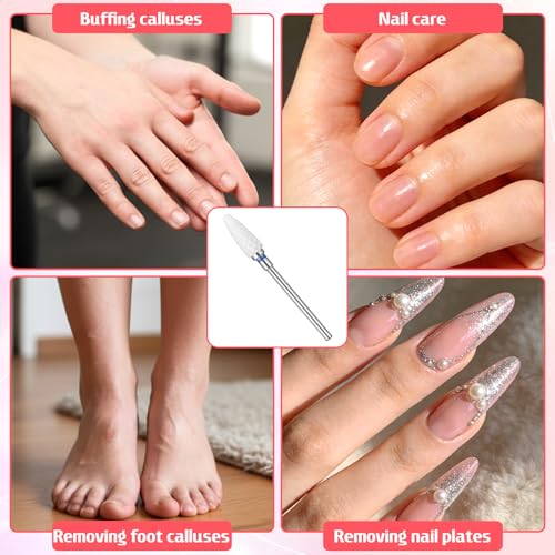 3/32" Professional Acrylic Nail File Cuticle Bit Ceramic Nail Drill Bit Remove Acrylic Hard Gels Fast Remove Flame Drill Bits for Manicure Cuticle Cleaner Pedicure Gel Polishing
