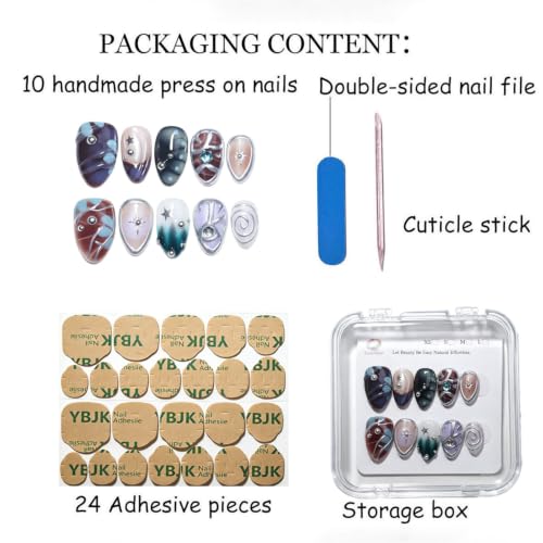 Handmade Short Almond Y2K Press On Nails,Reusable & Salon Quality(1112, M) - color: 251112, size: M
