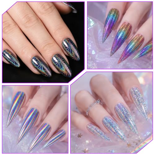 10PCS Nail Foil Transfer Sheets Laser Nail Foil Sheet for DIY Nails