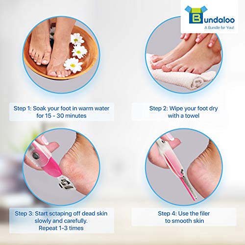 Callus Shaver Rasp for Feet - 2-in-1 Foot Spa Tool for Cracked Rough Heels - Dry Skin Remover - Stainless Steel, Rust-Resistant - Professional Pedicure Tool With 5 Refill Blades