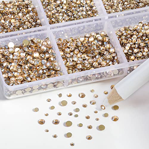 Beadsland Flatback Rhinestones, Golden Shadow, 7200pcs Mixed 6 Sizes - color: Golden Shadow