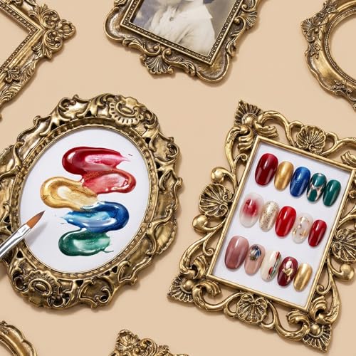 2Pcs Gold Vintage Nail Art Palette, Manicure Mixing Display Holder Board