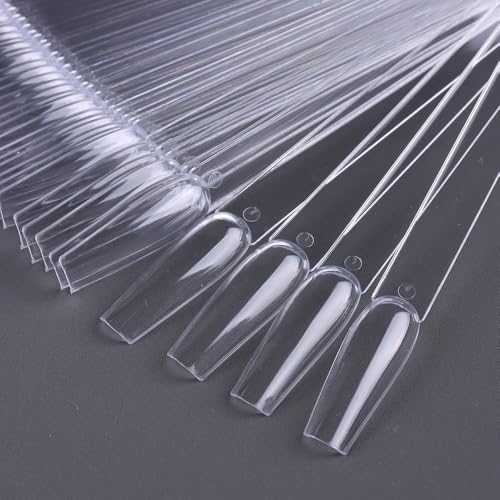 150 Pcs Nail Polish Swatch Sticks with Ring, Clear Coffin Shaped - color: Clear Ballerina 150pcs