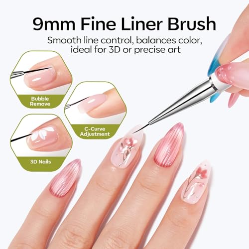 Modelones Cateye Gel Polish Nail Magnet 6PCS Cat Eye Tool Liner Brush Swirl - color: A1-Black Bead-Attracting
