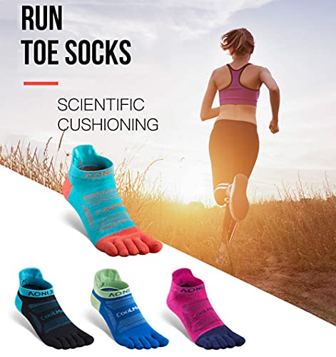 Toe Socks Cool-max Running Socks for Men Women 3 Pairs Athletic Breathable Five Finger Socks - color: Multicolor-d02# Ankle/3 Pairs, size: Large