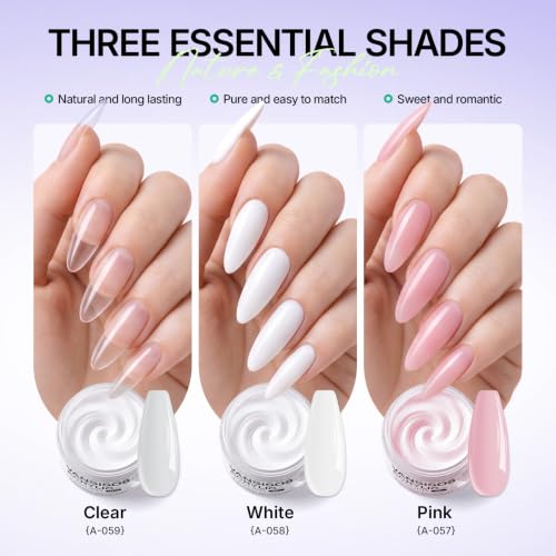 Acrylic Nail Kit - 40ml Low-Odor Acrylic Liquid 3 x 15g Powders (White, Clear, Pink) and 10ml Gel Liner for Nail Extensions Nail Stamper for French Nails - size: Acrylic nail kit-f