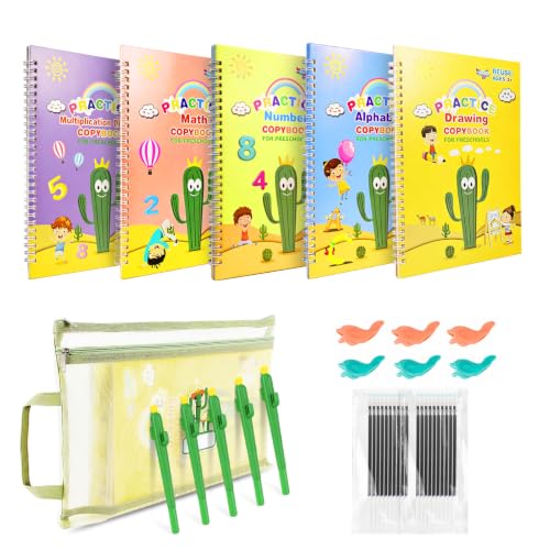 LUCKFUTURE Large Grooved Writing Practice Books for Kids 3-8 - size: Large Handwriting Practice Books