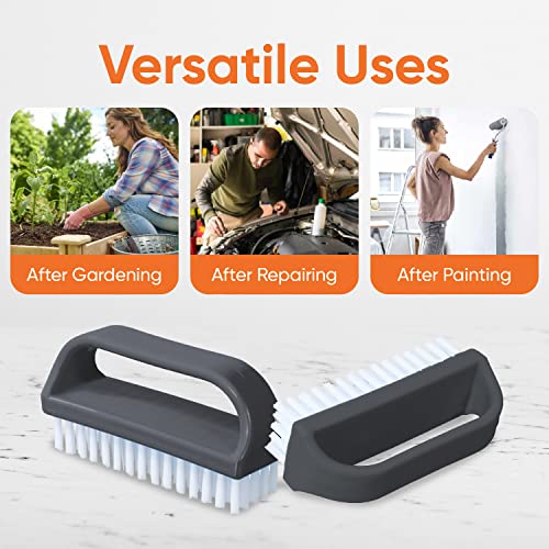 Superio Stiff Nail Brush for Cleaning Fingernails Small Scrub Brush with Handle, Cleaning Brushes for Hands, Toes, and Nails (Black, 3 Pack) - color: 3 Pack
